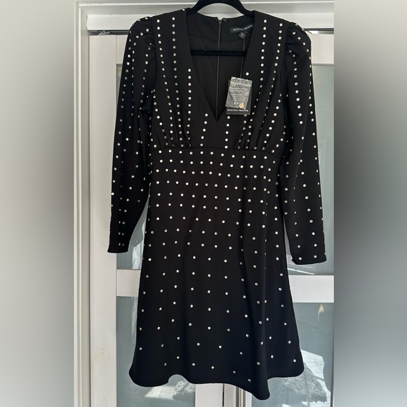 Boston Proper Crystal Embellished V Neck A Line Dress- Brand New - Picture 10 of 13